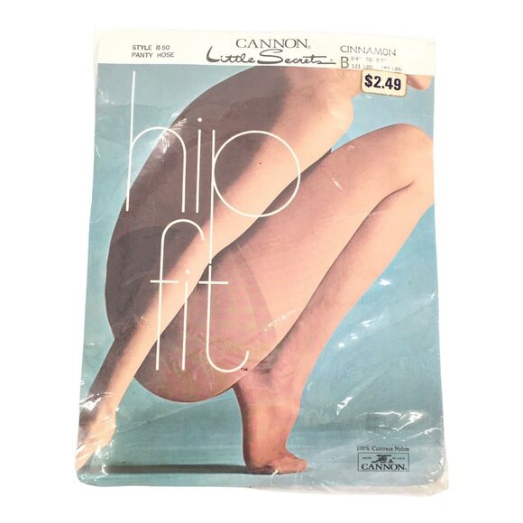 Vintage 1970s Cannon Little Secrets Hip Fit Panty Hose B Cinnamon Tan Nylons NWT - Picture 1 of 5